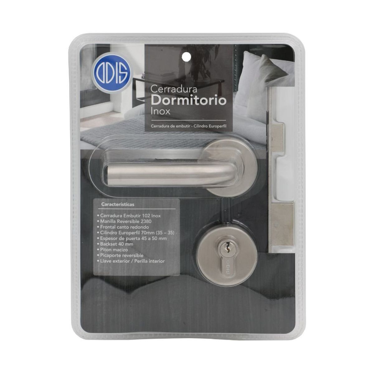 ODIS - Cerradura Embutir Odis 102 Dormitorio Manilla 2380 - Plata