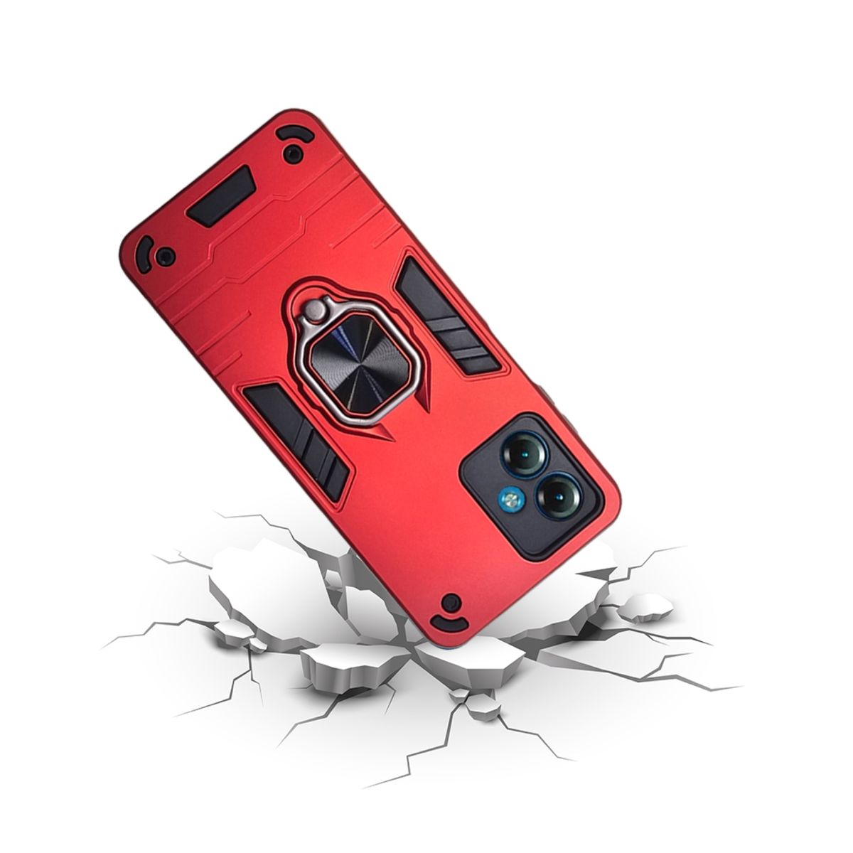 GENERICO - CARCASA ANILLO ANTIGOLPE PARA CELULAR MOTOROLA G14 COLOR ROJO