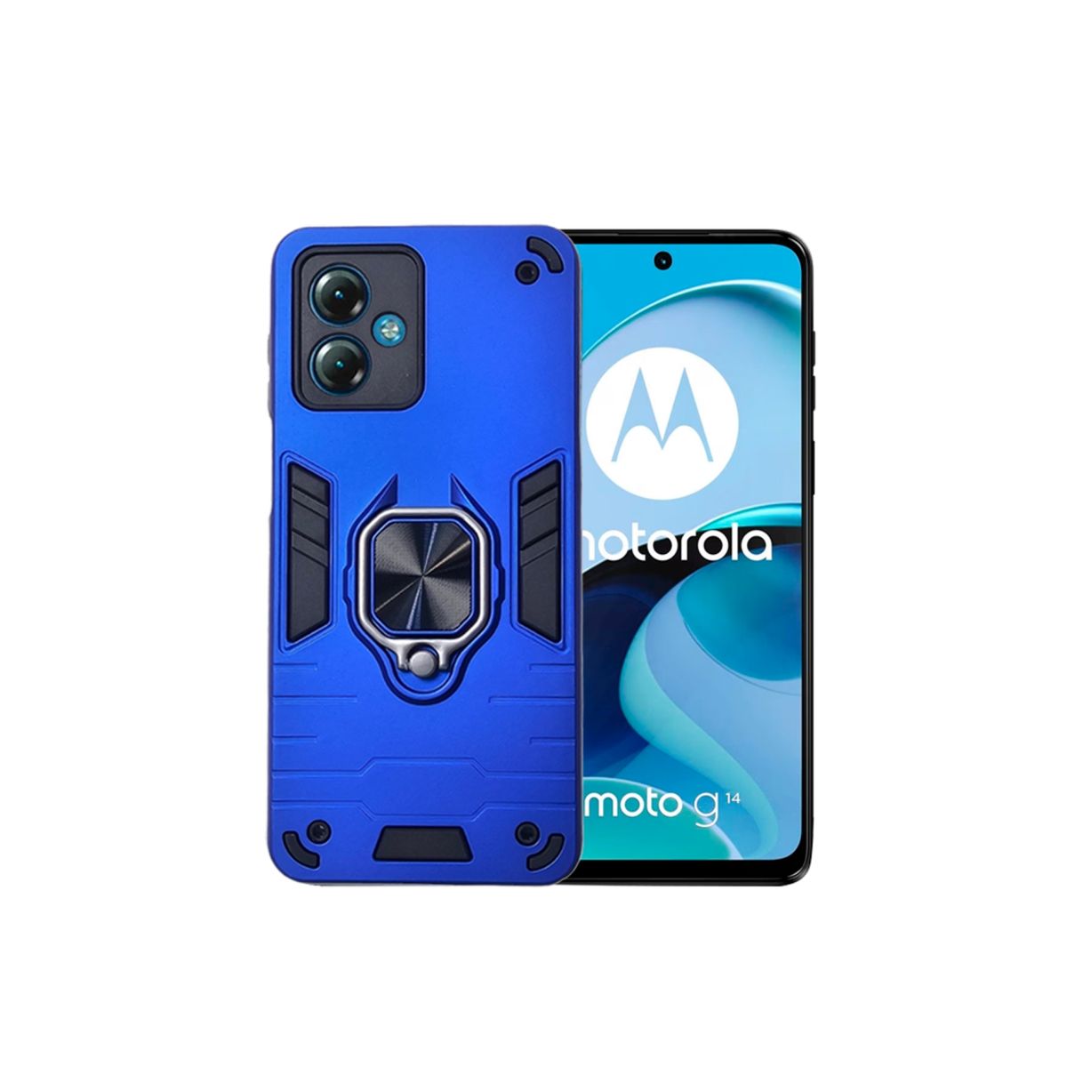 GENERICO - CARCASA ANILLO ANTIGOLPE PARA CELULAR MOTOROLA G14 COLOR AZUL