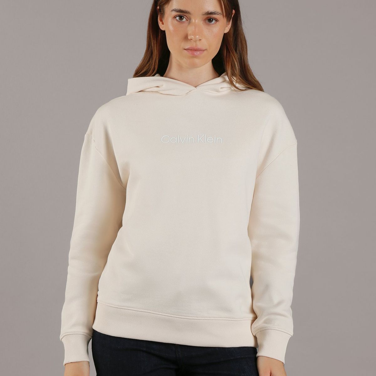 CALVIN KLEIN - Poleron con Gorro Hero Logo Beige Calvin Klein