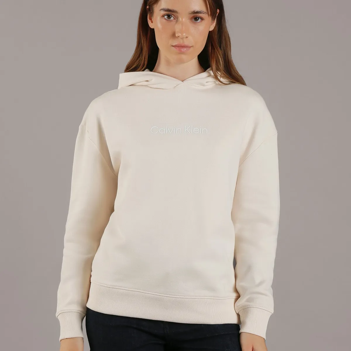 CALVIN KLEIN - Poleron con Gorro Hero Logo Beige Calvin Klein