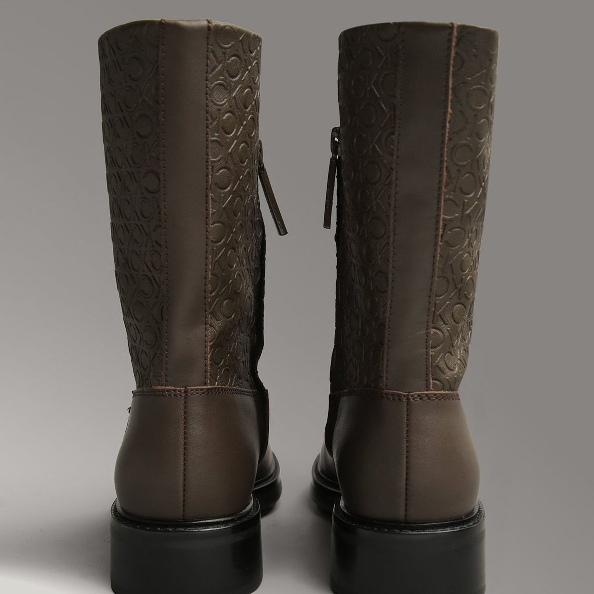 CALVIN KLEIN - Botas Flat Ankle Mix Café Calvin Klein