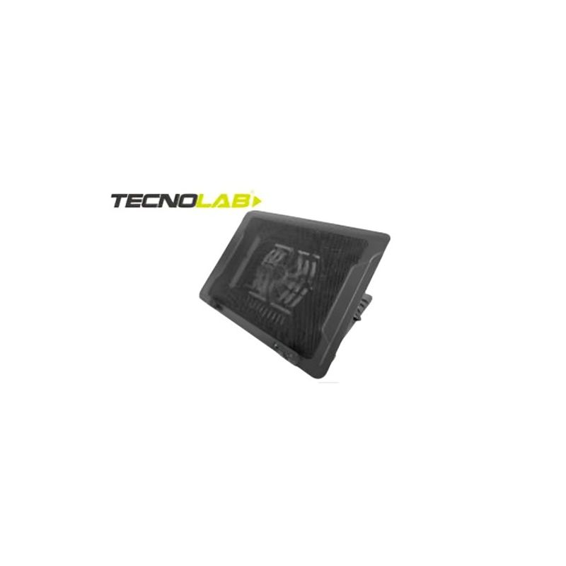 TECNOLAB - BASE VENTILACION PARA NOTEBOOK DE 9 A 17 PULGADAS CON LUZ LED BLACK