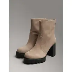 CALVIN KLEIN - Botas Heel Platform Zip Beige