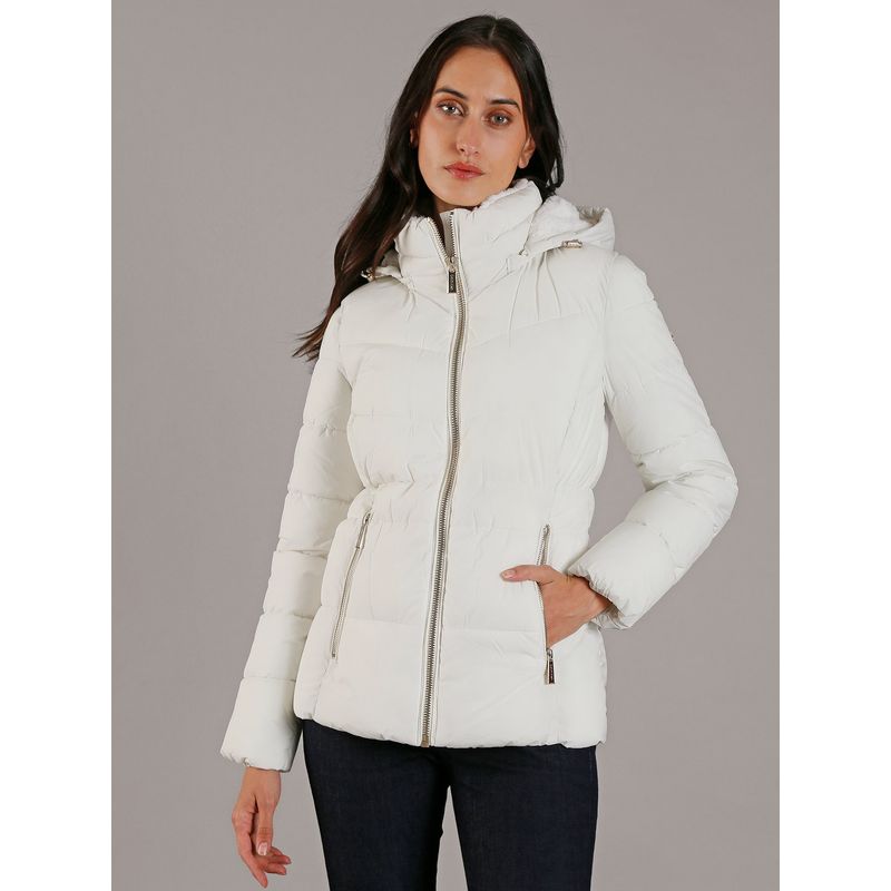 CALVIN KLEIN - Parka Liquid Stretch Puffer Blanco Calvin Klein