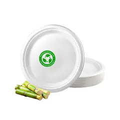 GENERICO - Platos Blancos Desechables Biodegradable 23cm 50und Cotillón