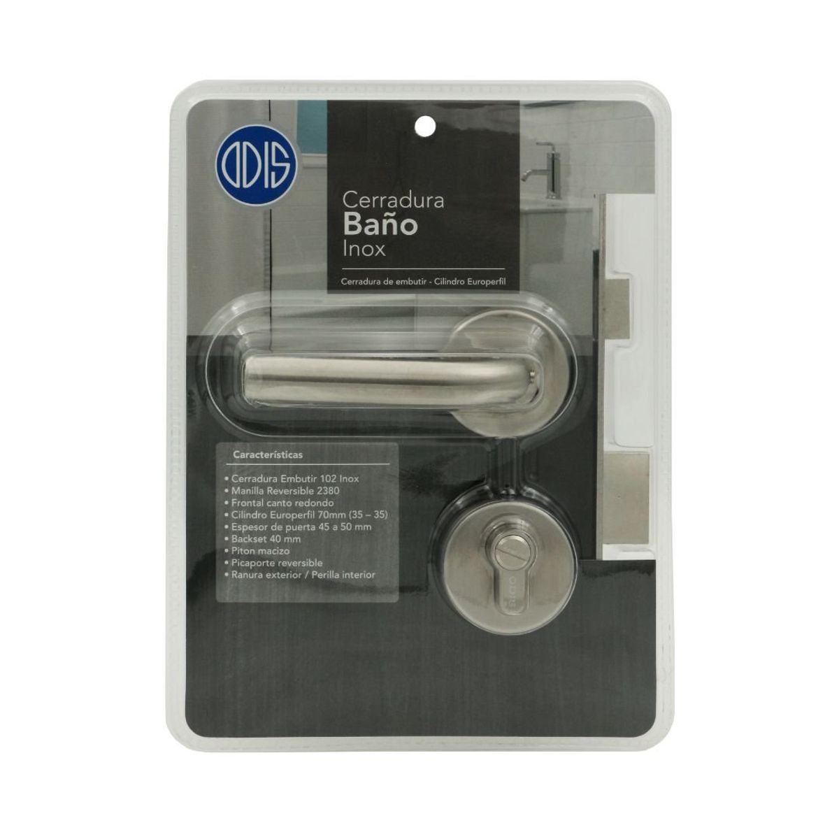 ODIS - Cerradura Embutir Odis 102 Baño Manilla 2380 (45-50) - Plata