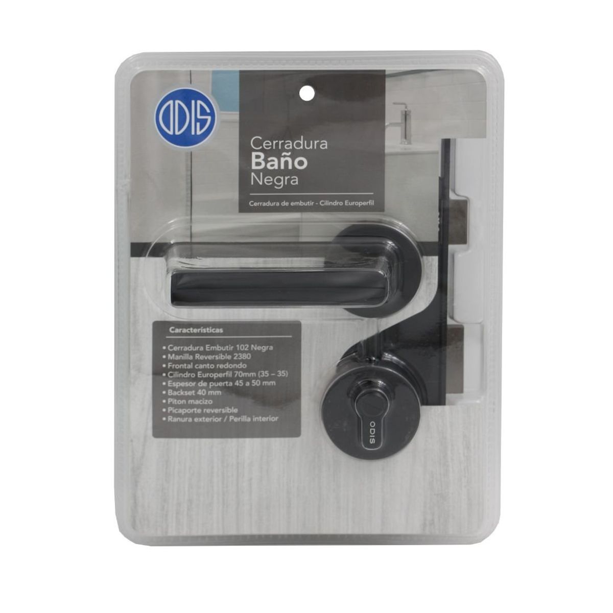 ODIS - Cerradura Embutir Odis 102 Baño Manilla 2380 - Negra
