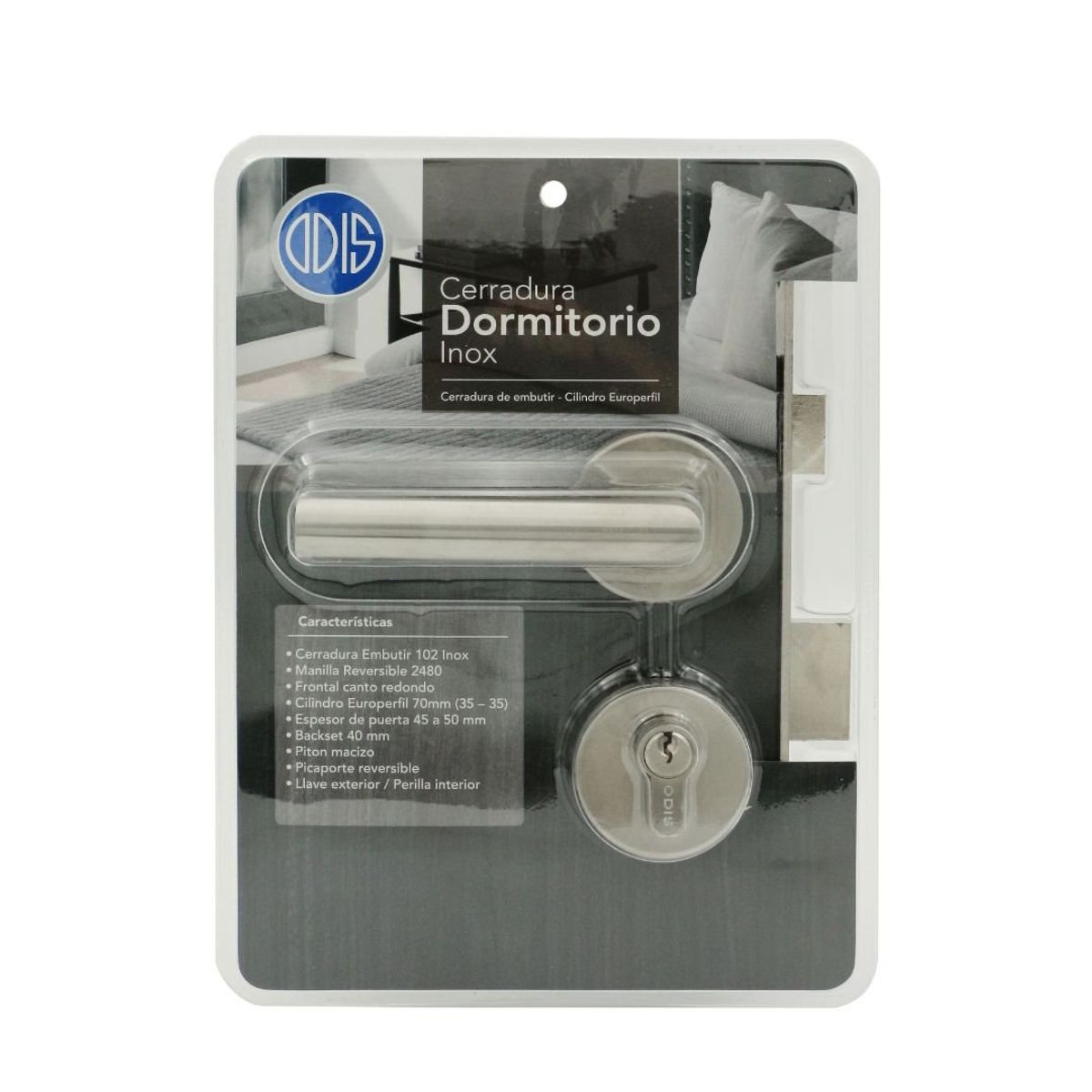 ODIS - Cerradura Embutir Odis 102 Dormitorio Manilla 2480 - Plata