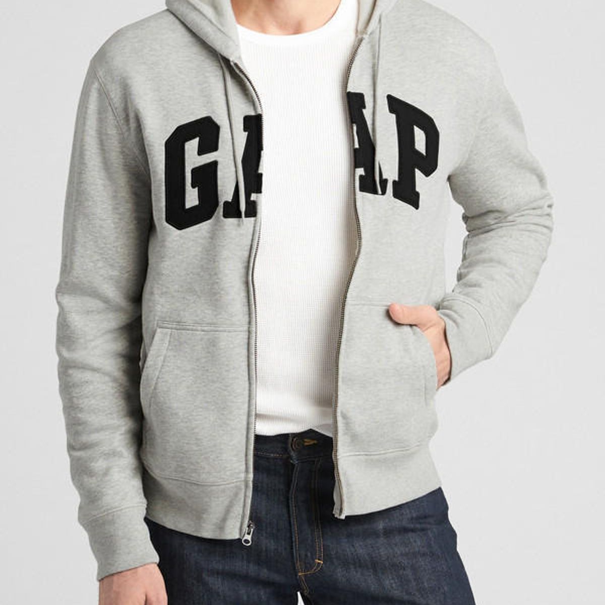 GAP - Poleron Clasico Con Cierre Hombre Gris