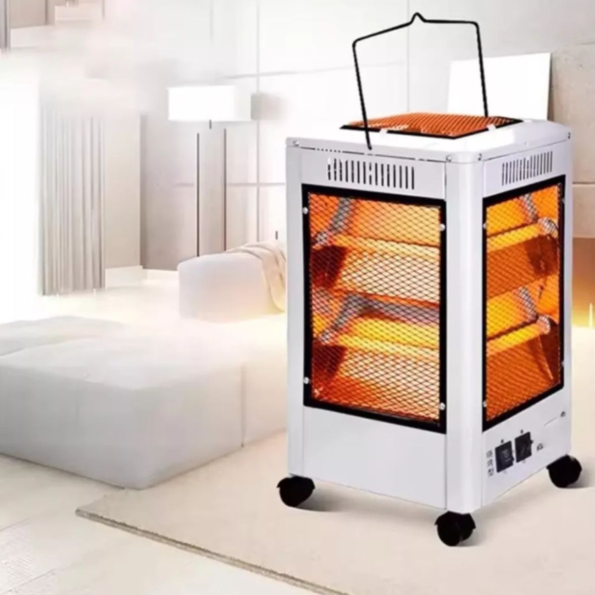 ARTIHOGAR - Calefactor Electrico Hogar Cuarzo 5 Caras Infrarrojo 2200W