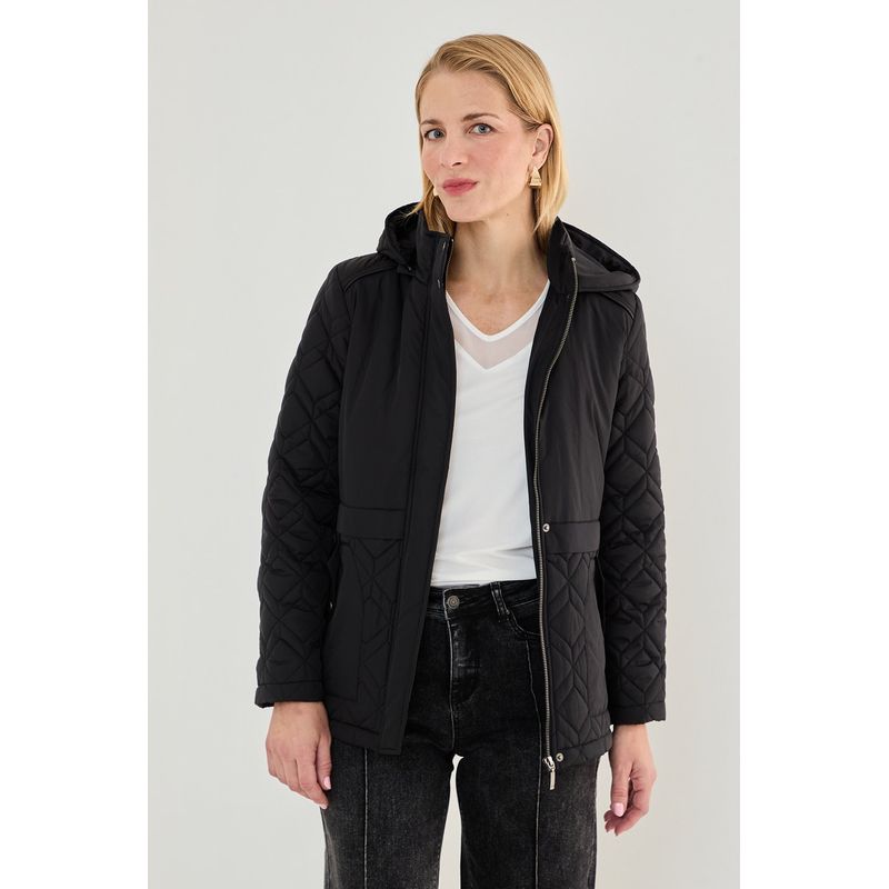 MA GRIFFE - Parka Corta Negro Mujer Magriffe