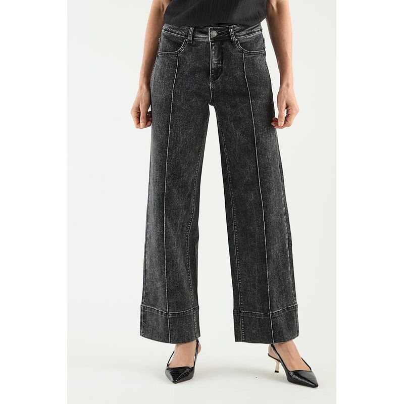 MA GRIFFE - Jeans Wide Gris Marengo Mujer Magriffe