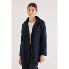 MA GRIFFE - Trench Con Gorro Desmontable Azul Magriffe