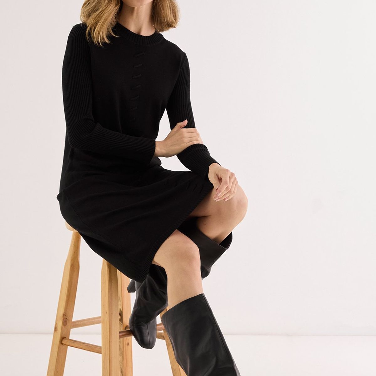 MA GRIFFE - Vestido Largo Negro Mujer Magriffe