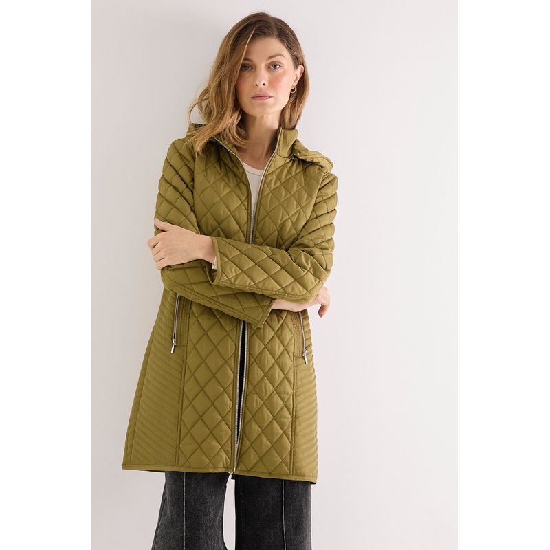 MA GRIFFE - Parka Larga Con Gorro Desmontable verde musgo Magriffe