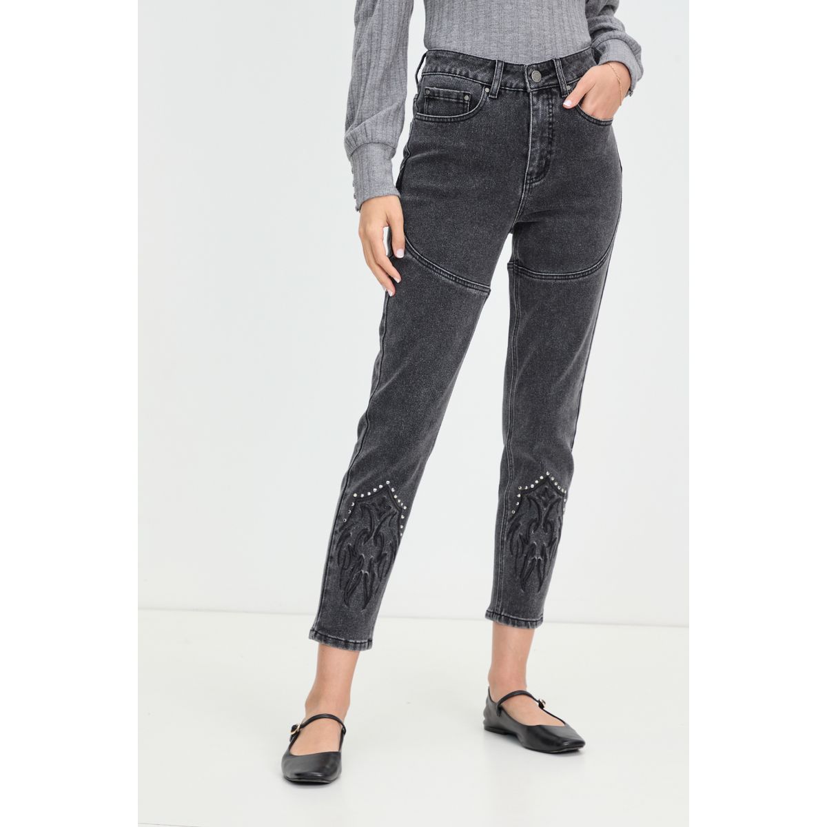 IO - Jeans Skinny Negro Mujer Io