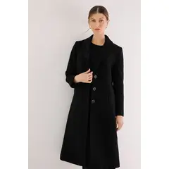 MA GRIFFE - Abrigo Con Lana Negro Magriffe
