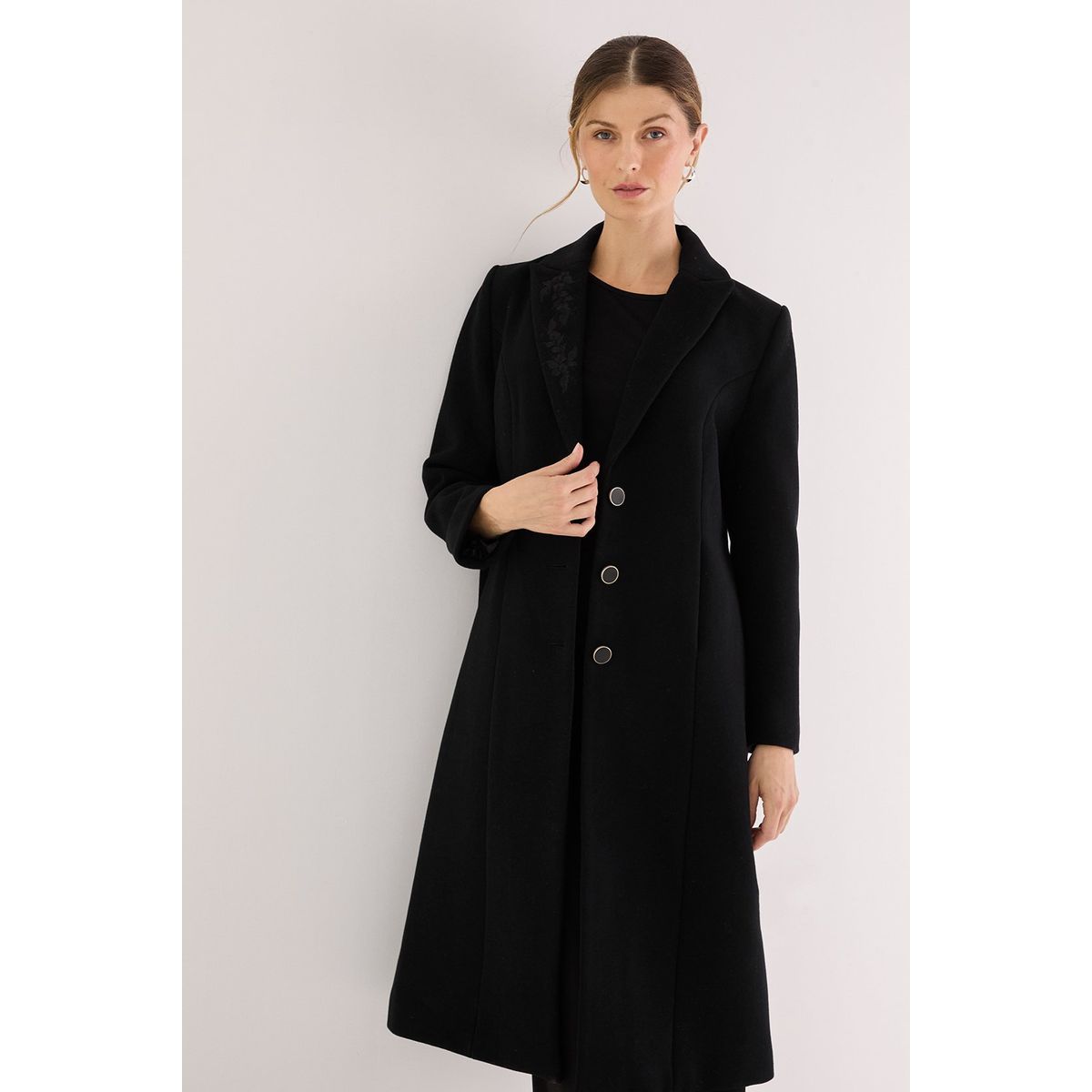 MA GRIFFE - Abrigo Negro Mujer Magriffe