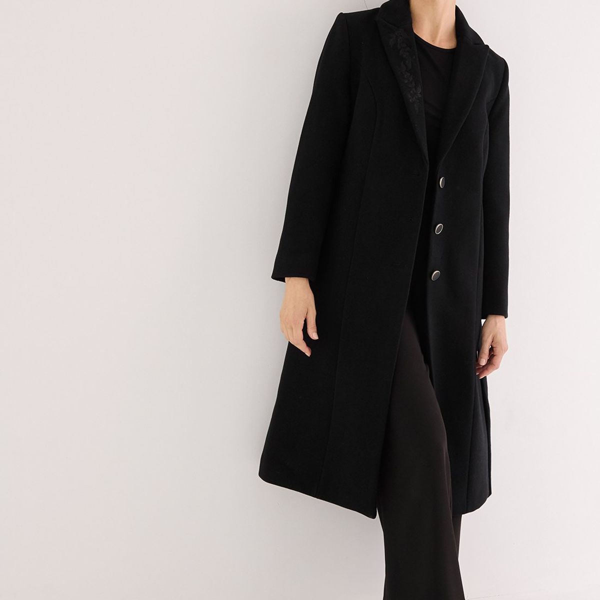 MA GRIFFE - Abrigo Negro Mujer Magriffe