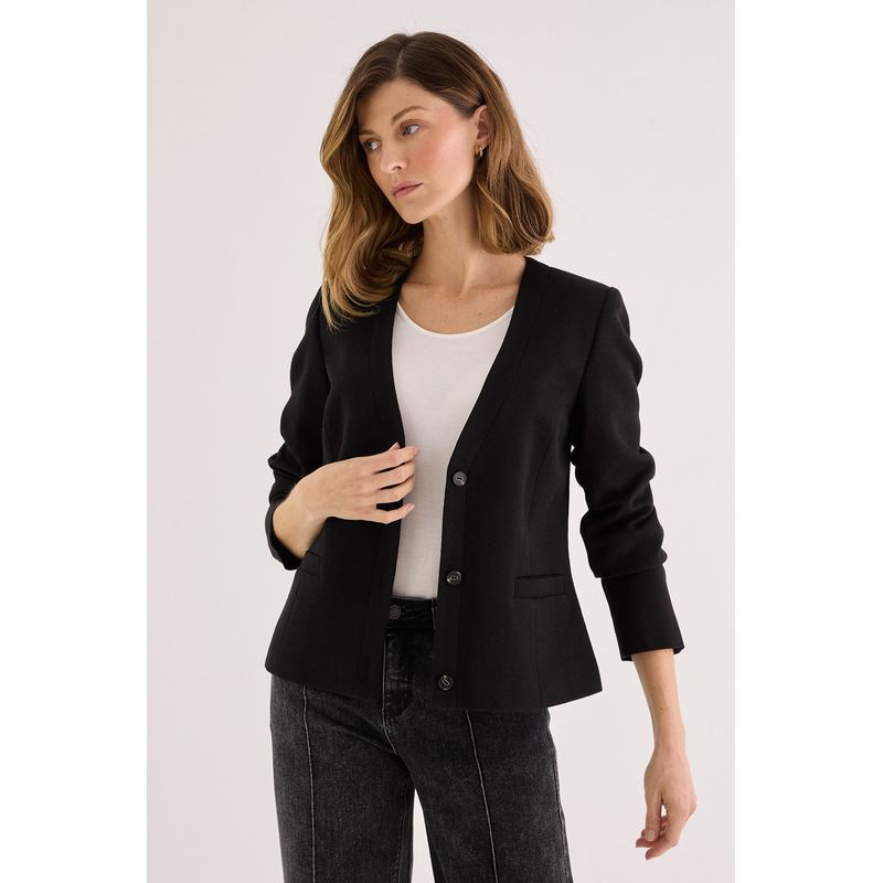 MA GRIFFE - Blazer Escote V Negro Magriffe
