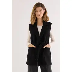 MA GRIFFE - Tapado Abierto Negro Mujer Magriffe