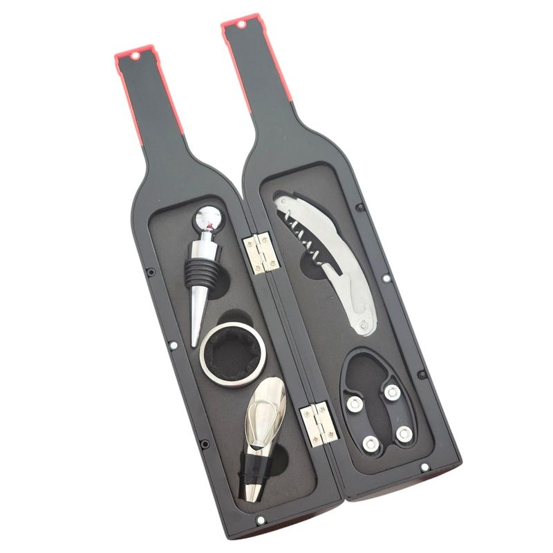OEM - Set 5 Pz Saca Corcho Descorchador Estuche Botella Vino 10189
