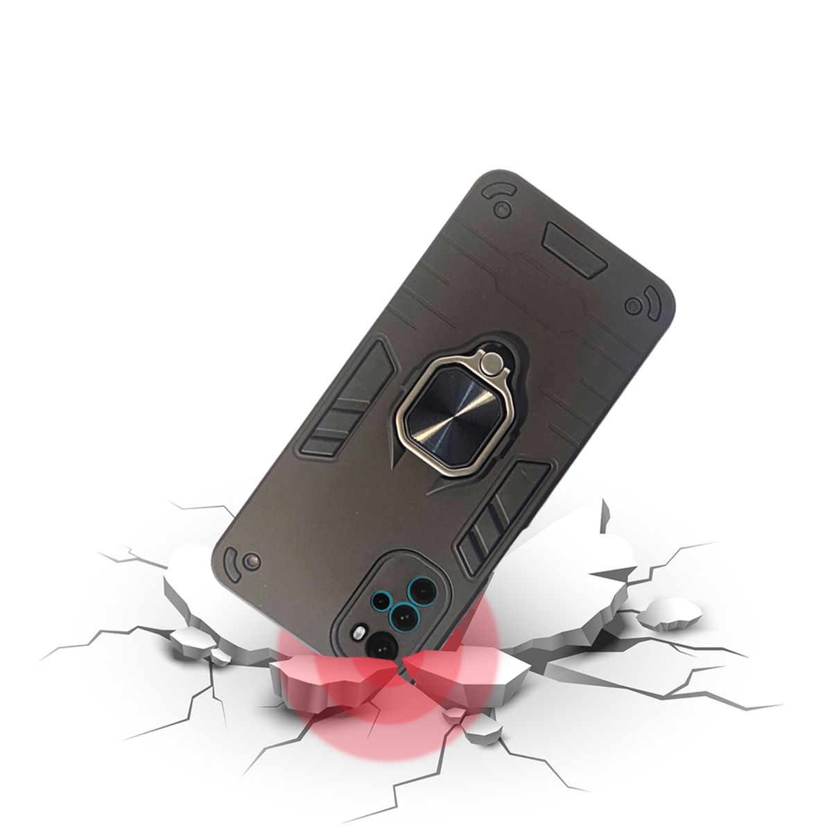 GENERICO - CARCASA ANILLO ANTIGOLPE PARA CELULAR MOTOROLA G22 COLOR NEGRO