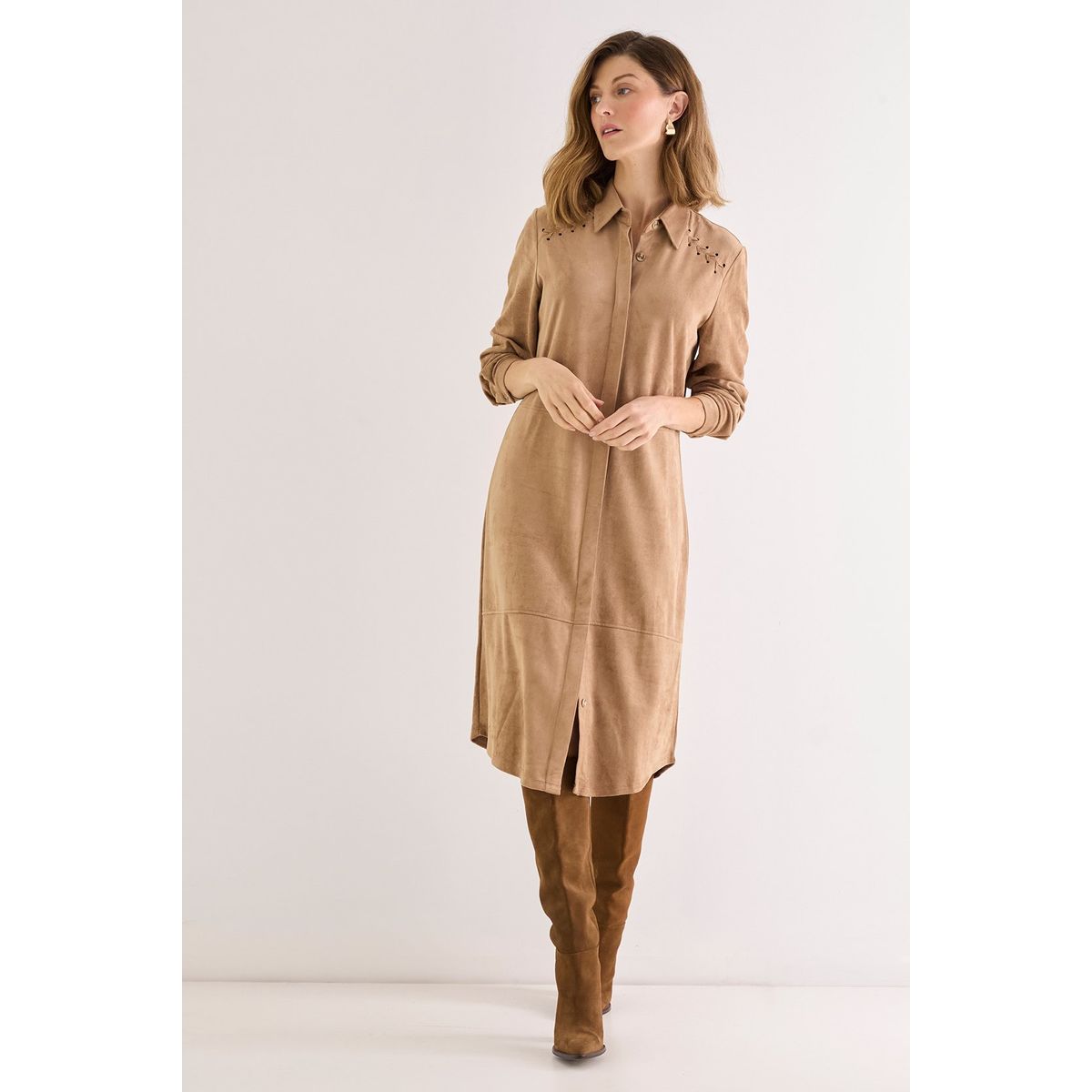 MA GRIFFE - Vestido Largo Café Mujer Magriffe