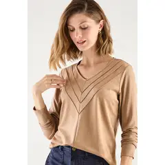MA GRIFFE - Polera De Suede Cafe Magriffe
