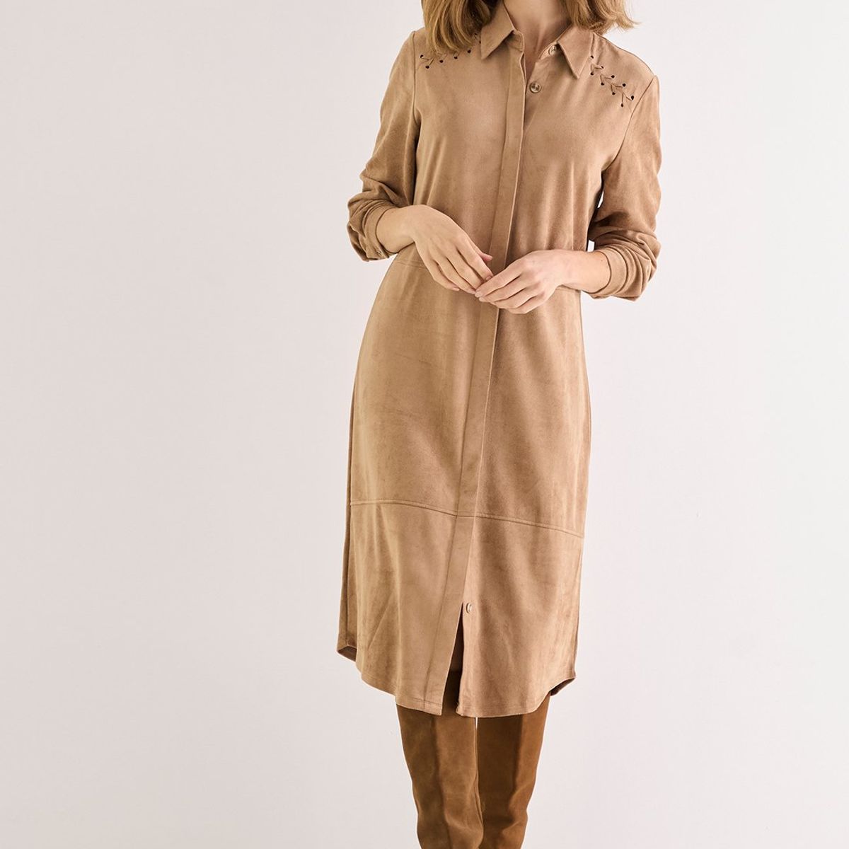 MA GRIFFE - Vestido Largo Café Mujer Magriffe