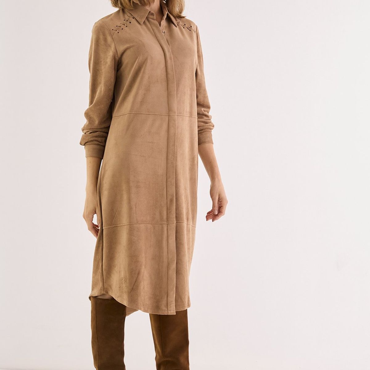 MA GRIFFE - Vestido Largo Café Mujer Magriffe