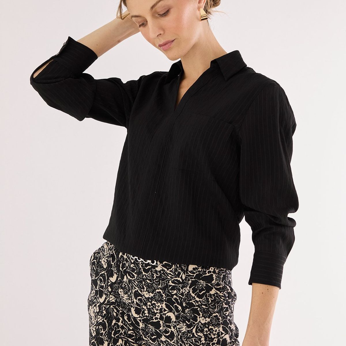 MA GRIFFE - Blusa Manga Larga Negro Mujer Magriffe