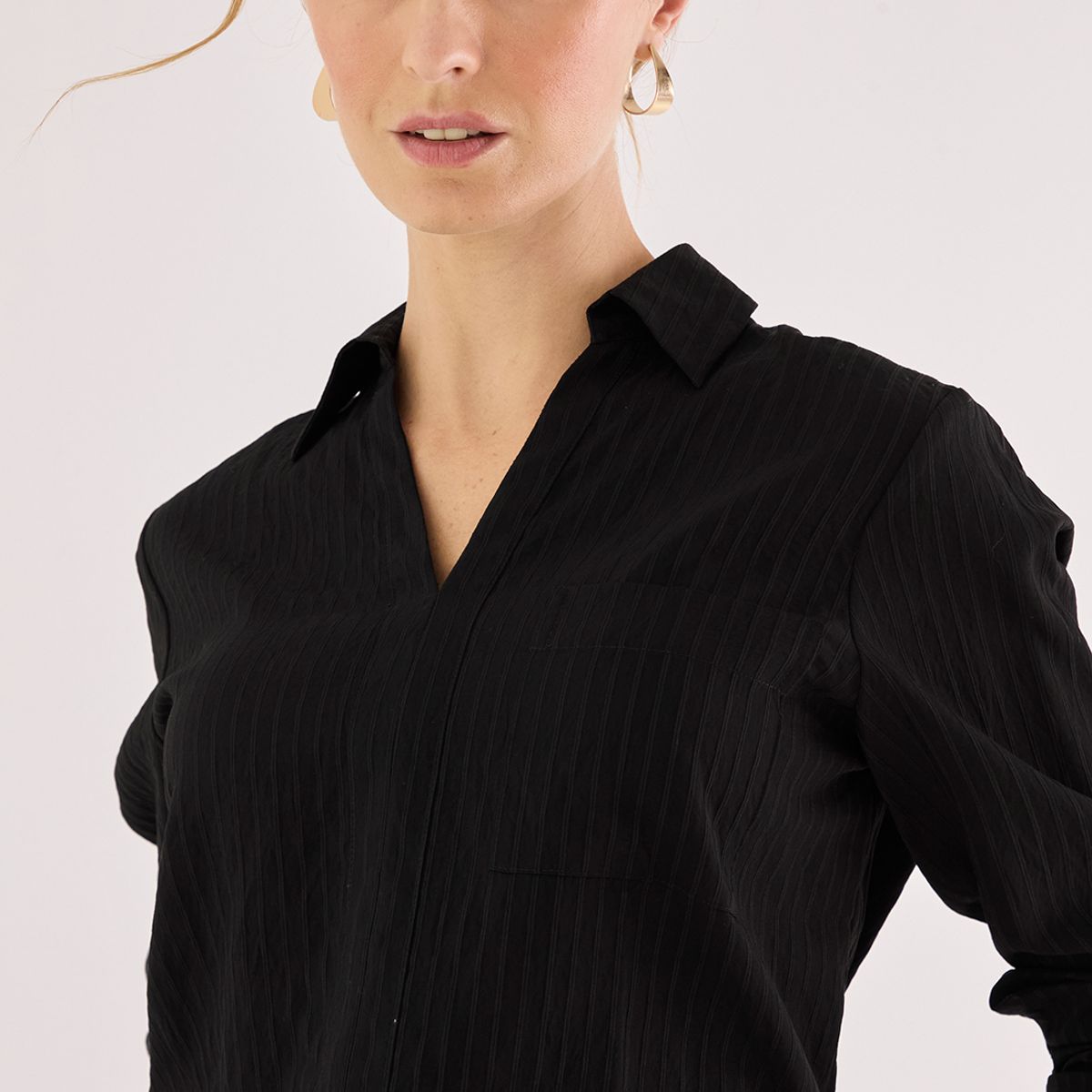 MA GRIFFE - Blusa Manga Larga Negro Mujer Magriffe