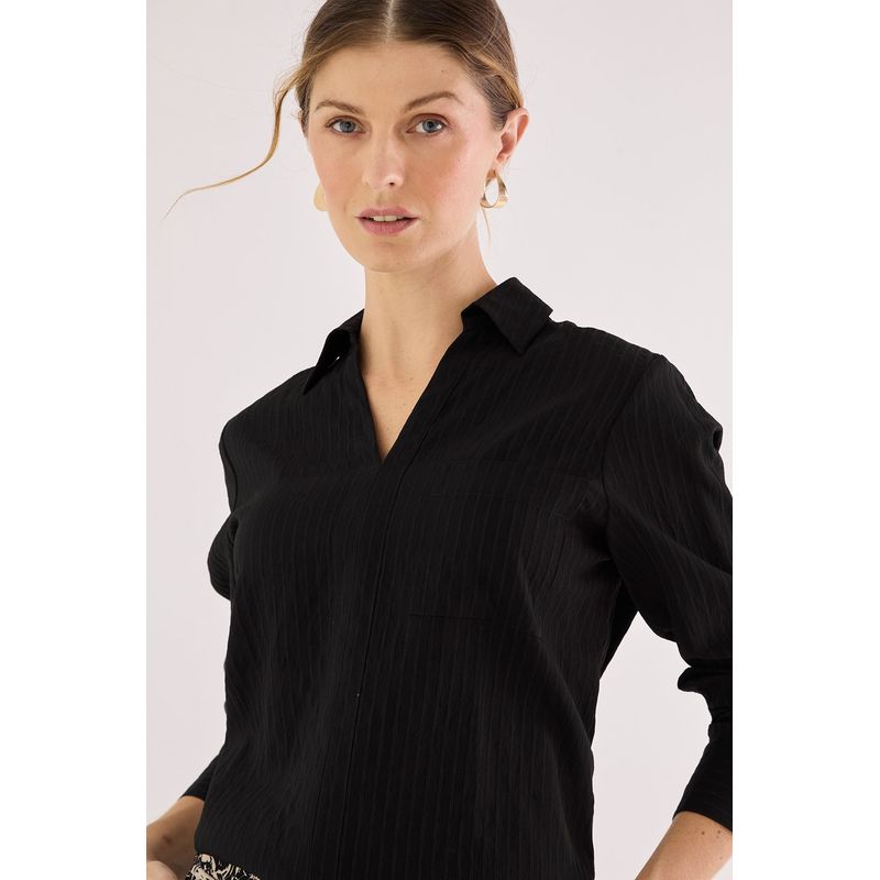 MA GRIFFE - Blusa Manga Larga Negro Mujer Magriffe