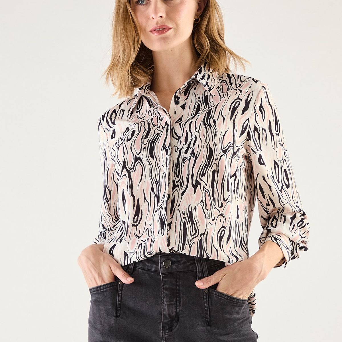 MA GRIFFE - Blusa Manga Larga Crudo Mujer Magriffe