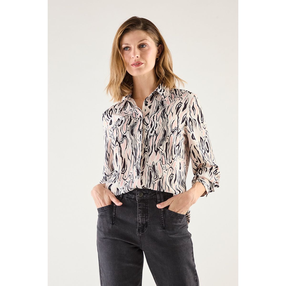 MA GRIFFE - Blusa Manga Larga Crudo Mujer Magriffe