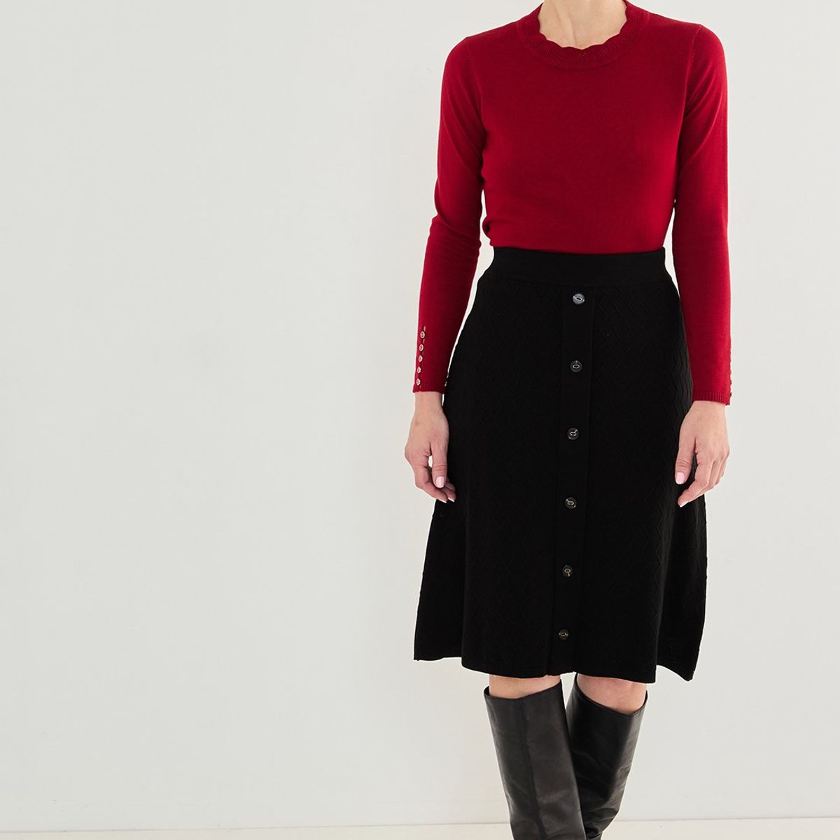 MA GRIFFE - Falda Larga Negro Mujer Magriffe