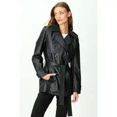IO - Impermeable Liso Trench Negro
