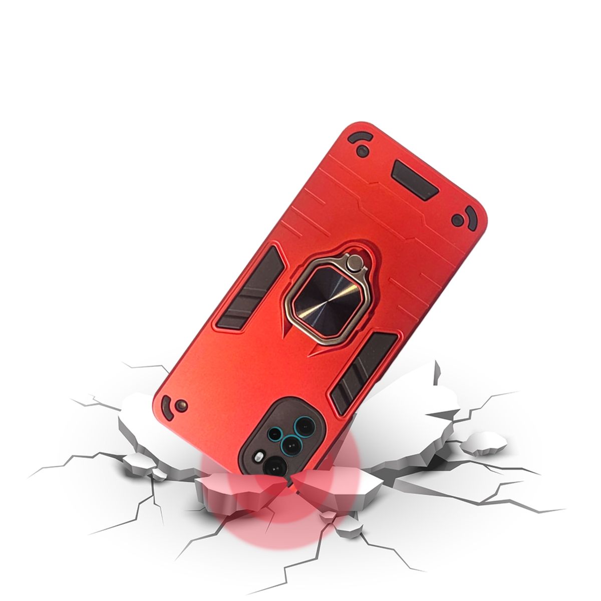 GENERICO - CARCASA ANILLO ANTIGOLPE PARA CELULAR MOTOROLA G22 COLOR ROJO