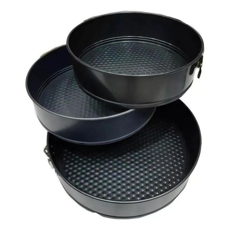 IMPORTCLICK - Pack 3 Moldes Desmontable Tortas Acero Antiadherente Negro