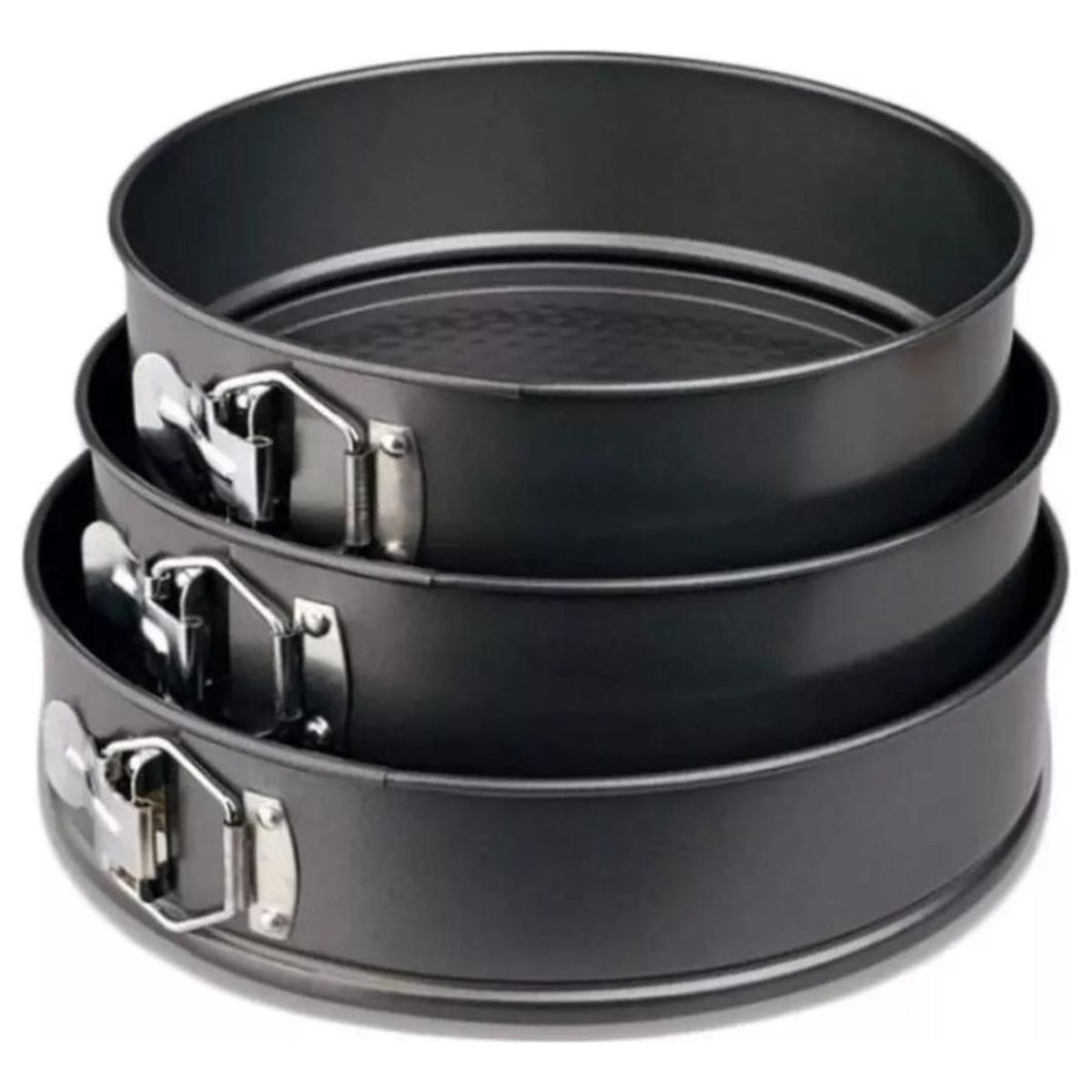 IMPORTCLICK - Pack 3 Moldes Desmontable Tortas Acero Antiadherente Negro