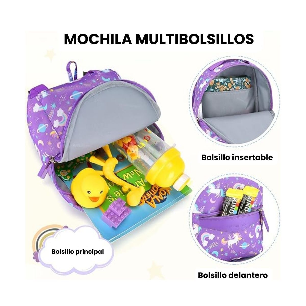 MOMMORE - Mommore Mochila para Niños Lacy - Morado