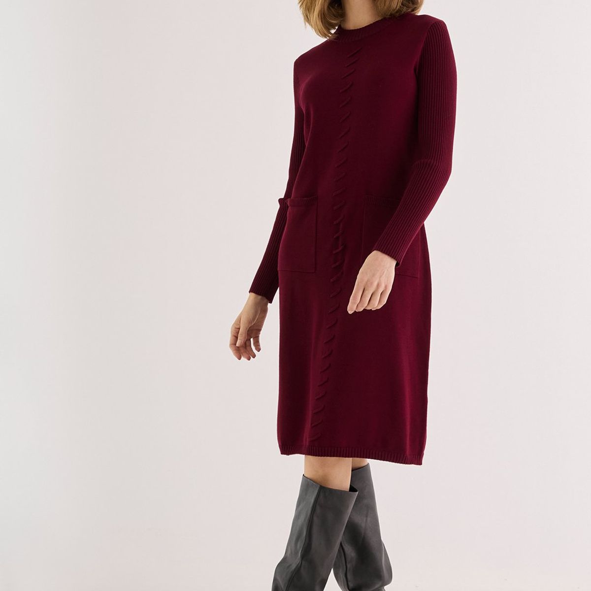 MA GRIFFE - Vestido Largo Burdeo Mujer Magriffe