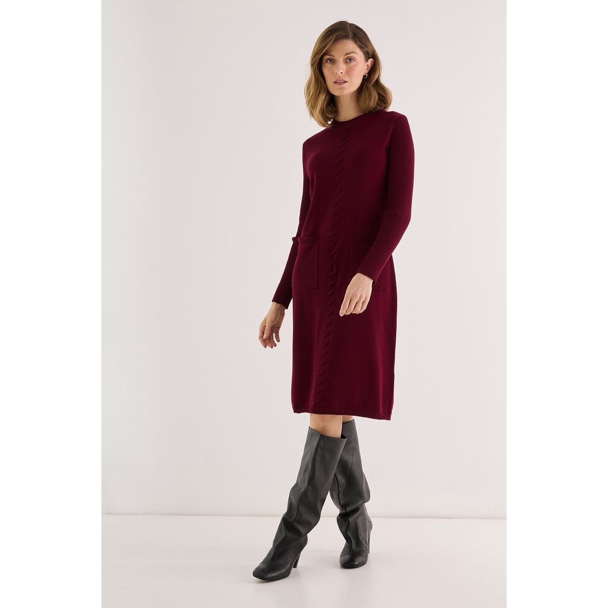 MA GRIFFE - Vestido Largo Burdeo Mujer Magriffe