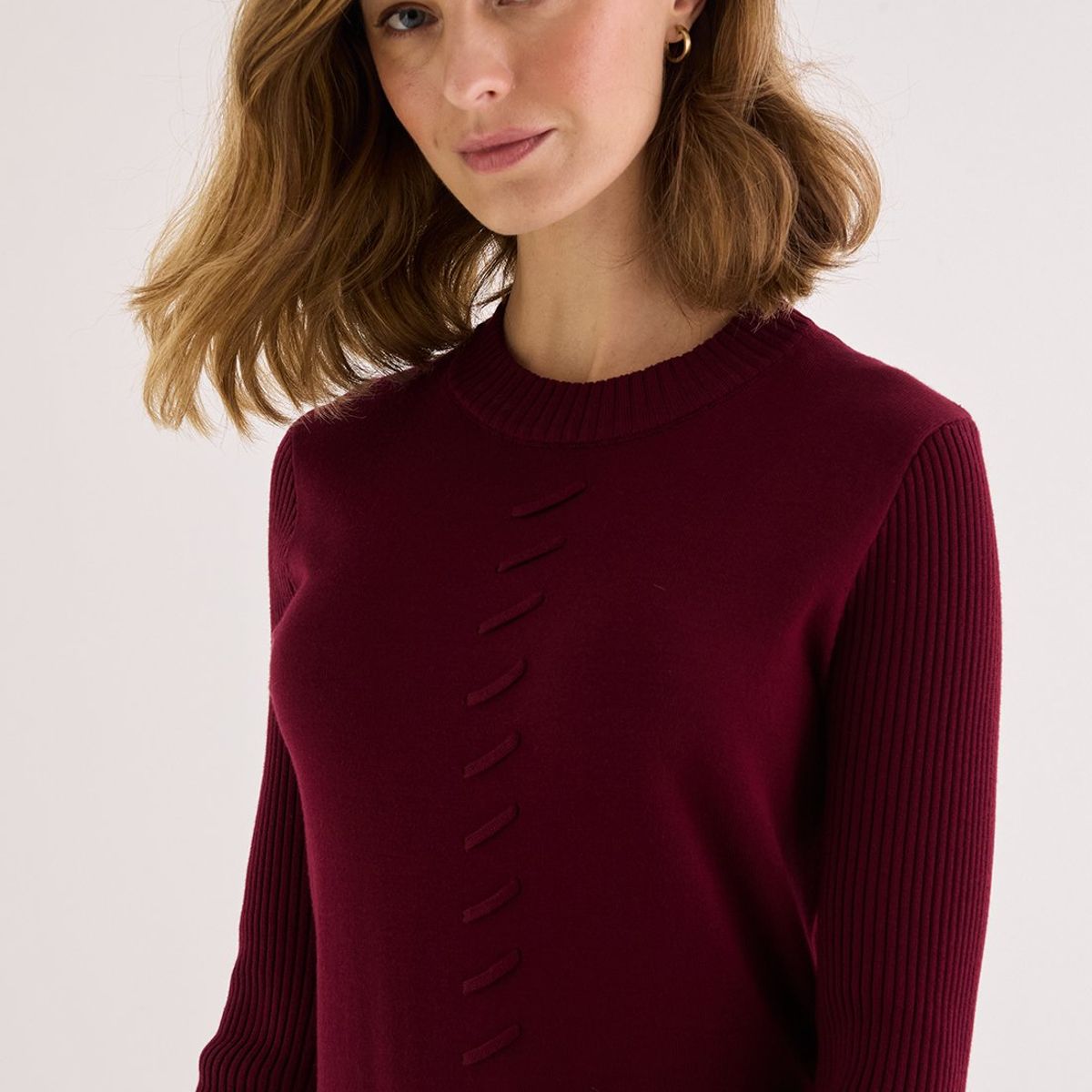 MA GRIFFE - Vestido Largo Burdeo Mujer Magriffe