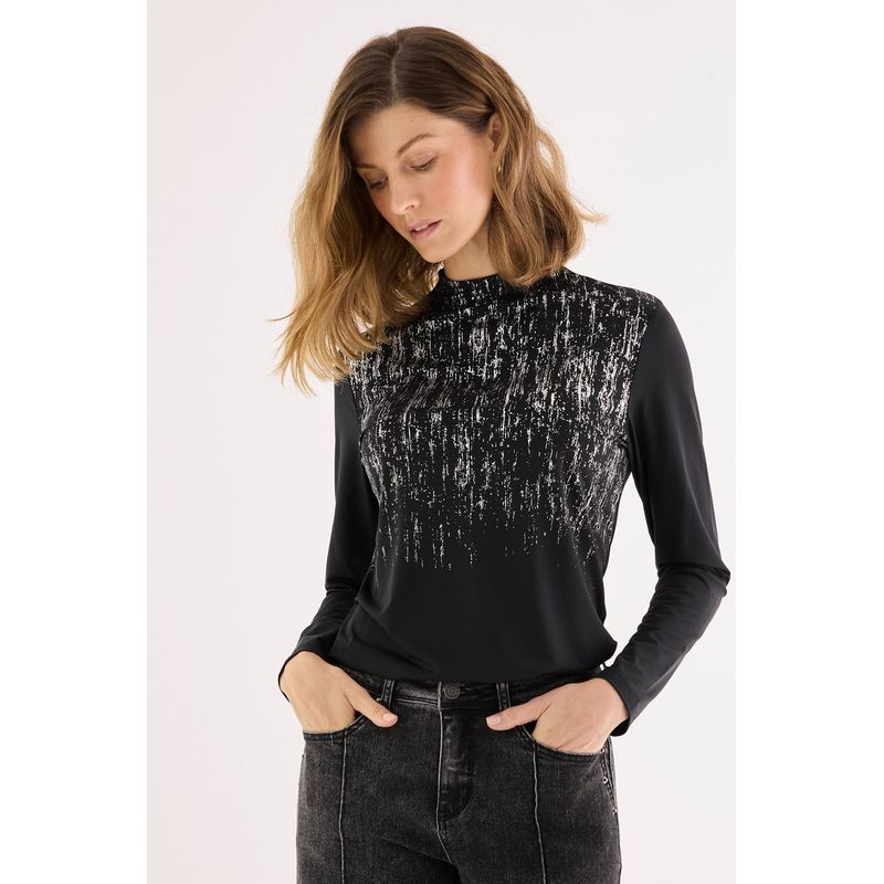 MA GRIFFE - Polera Manga Larga Negro Mujer Magriffe