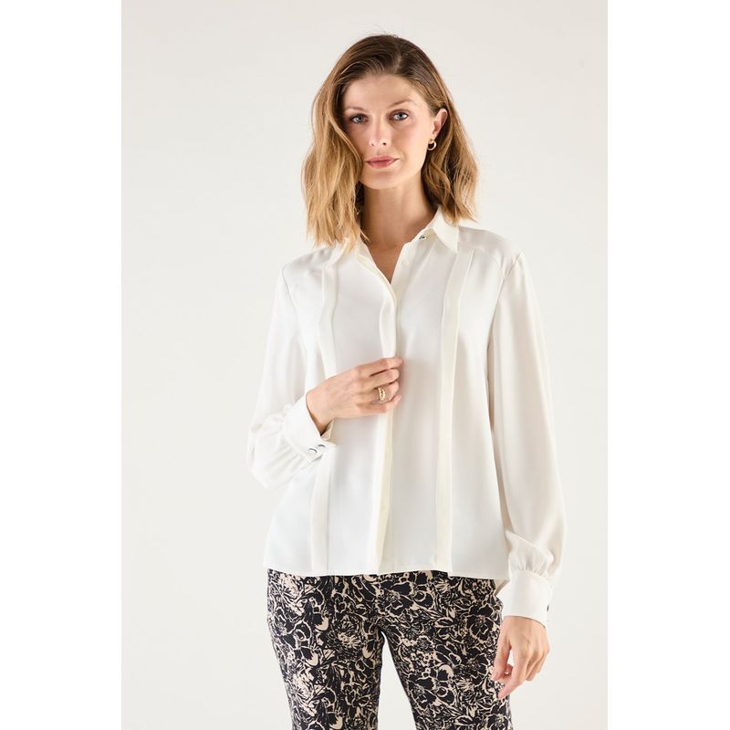 MA GRIFFE - Blusa Manga Larga Crudo Mujer Magriffe