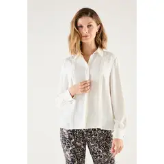 MA GRIFFE - Blusa Manga Larga Crudo Mujer Magriffe