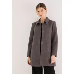 MA GRIFFE - Abrigo Cuello Camisero Gris Magriffe